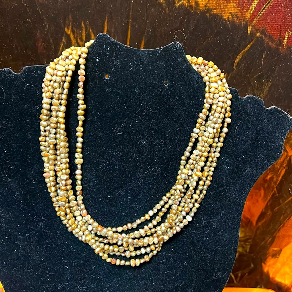 Vintage silpada, gold eight strand pearl necklace